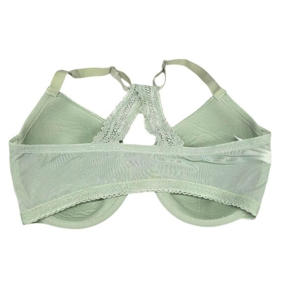 Auden Lace Racerback Bra 36DD Underwire Padded Demi Sage Green Front Closure - Picture 2 of 7